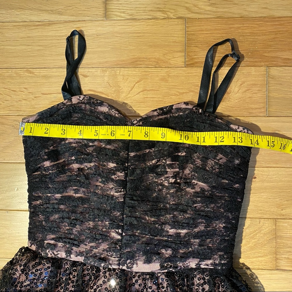 Betsey Johnson Bustier Lace Tulle Sequin Party Mini Dress Black and Pink 2 NWOT - Picture 14 of 17